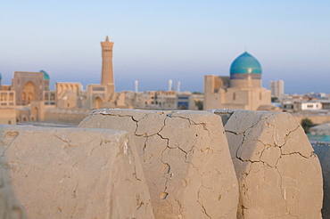 View over city with mosques and minarets, Bukhara, Uzbekistan, Central Asia