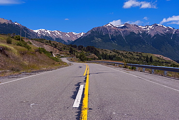 Road leading into Los Alerces National Park, Chubut, Patagonia, Argentina, South America