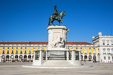 Statue of King Jose I on Praca do Comercio, Lisbon, Portugal, Europe