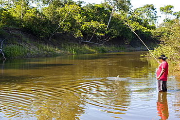 Fishing in the Pantanal, UNESCO World Heritage Site, Brazil, South America