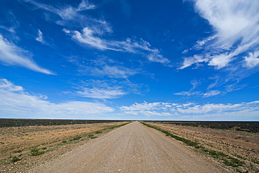 Gravel road through the desert of Patagonia, Chile, South America 