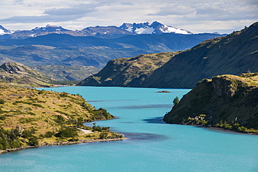 Lake Pehoe in the Torres del Paine National Park, Patagonia, Chile, South America 