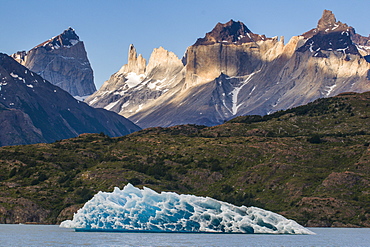 Iceberg on Lago Grey lake in the Torres del Paine National Park, Patagonia, Chile, South America 