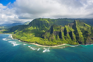 Aerial of the Napali coast, Kauai, Hawaii, United States of America, Pacific