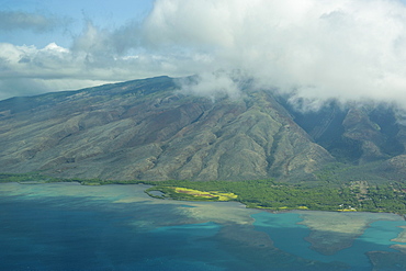 Aerial of the island of Molokai, Hawaii, United States of America, Pacific