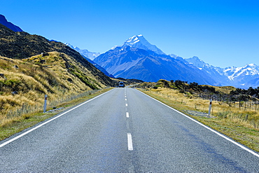 Road leading to Mount Cook National Park, South Island, New Zealand, Pacific