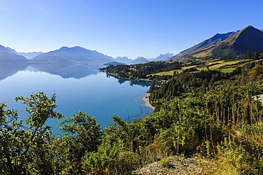 Turquoise water of Lake Wakatipu, around Queenstown, Otago, South Island, New Zealand, Pacific