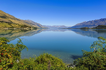 Turquoise water of Lake Wakatipu, around Queenstown, Otago, South Island, New Zealand, Pacific