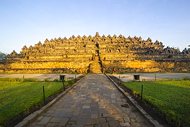 Early morning light at the temple complex of Borobodur, UNESCO World Heritage Site, Java, Indonesia, Southeast Asia, Asia