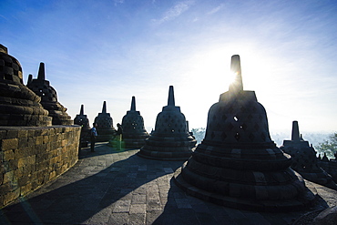 Early morning light at the temple complex of Borobodur, UNESCO World Heritage Site, Java, Indonesia, Southeast Asia, Asia