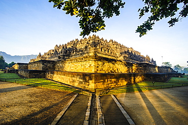 Early morning light at the temple complex of Borobodur, UNESCO World Heritage Site, Java, Indonesia, Southeast Asia, Asia