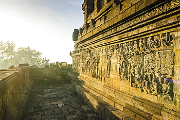 Early morning light at the temple complex of Borobodur, UNESCO World Heritage Site, Java, Indonesia, Southeast Asia, Asia