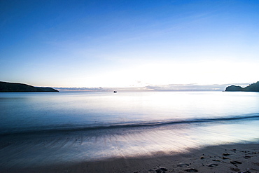 Sunset over the beach of the Korovou Eco-Tour Resort, Naviti, Yasawas, Fiji, South Pacific, Pacific