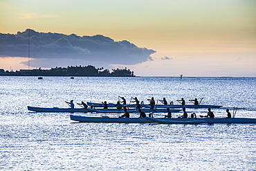 Evening rowing in the bay of Apia, Upolu, Samoa, South Pacific, Pacific