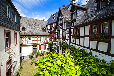 Half timbered houses in Beilstein, Moselle Valley, Rhineland-Palatinate, Germany, Europe