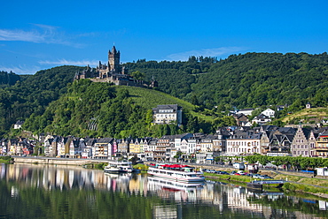 View over Cochem, Moselle Valley, Rhineland-Palatinate, Germany, Europe