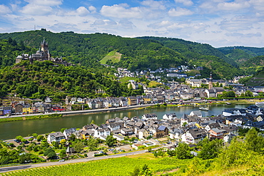 View over Cochem with its castle, Moselle Valley, Rhineland-Palatinate, Germany, Europe