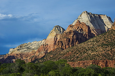 Late sunlight glowing on the rocks of the Zion National Park, Utah, United States of America, North America