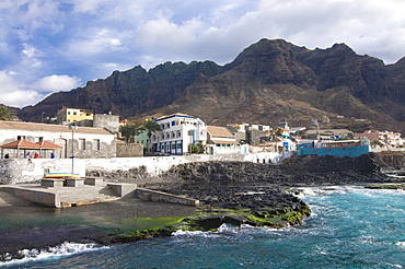 Harbor buildings in Ponta do Sol, San Antao, Cape Verde Islands, Atlantic, Africa