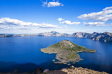 Late afternoon light on the Crater Lake of the Crater Lake National Park, Oregon, United States of America, North America