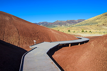 Multicoloured strata hill in the Painted Hills unit in the John Day Fossil Beds National Monument, Oregon, United States of America, North America