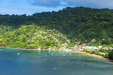 View over the bay of Charlotteville, Tobago, Trinidad and Tobago, West Indies, Caribbean, Central America