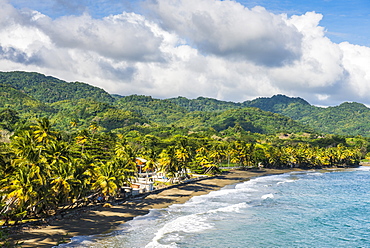 View over the beach of Roxborough, Tobago, Trinidad and Tobago, West Indies, Caribbean, Central America