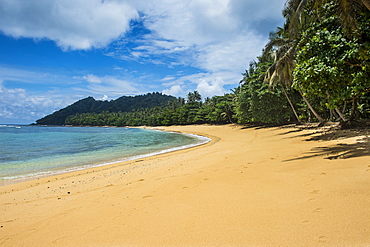 Beach of Praia Cabana in the south coast of Sao Tome, Sao Tome and Principe, Atlantic Ocean, Africa