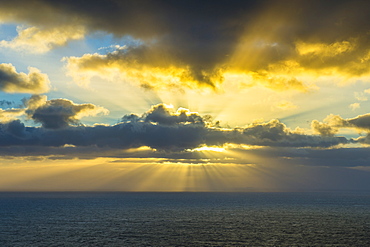 Rays breaking through the clouds at Europe´s most western point, Cabo da Roca, Portugal, Europe