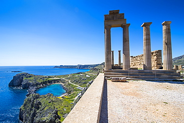 Acropolis of Lindos, Rhodes, Dodecanese Islands, Greek Islands, Greece, Europe