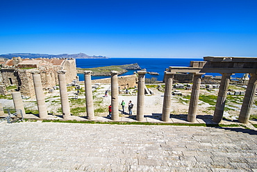 Acropolis of Lindos, Rhodes, Dodecanese Islands, Greek Islands, Greece, Europe