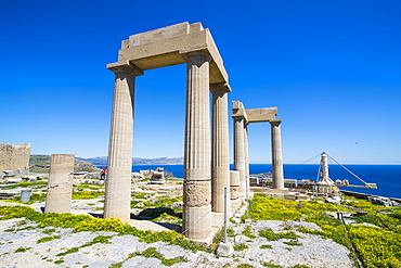 Acropolis of Lindos, Rhodes, Dodecanese Islands, Greek Islands, Greece, Europe