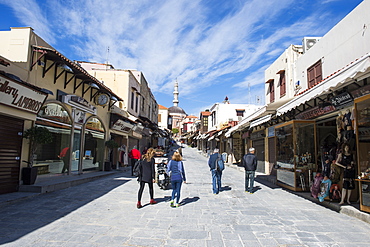 Street leading up to the Suleymaniye Mosque, the Medieval Old Town, UNESCO World Heritage Site, City of Rhodes, Rhodes, Dodecanese Islands, Greek Islands, Greece, Europe