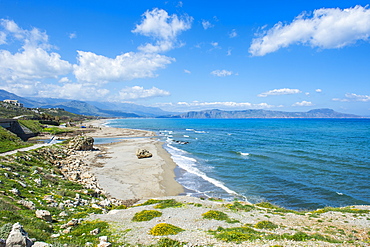 Long sandy beach of Petres, Crete, Greek Islands, Greece, Europe