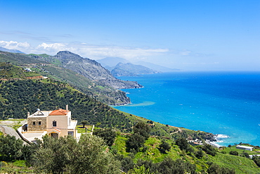 View over the south coast of Crete, Greek Islands, Greece, Europe