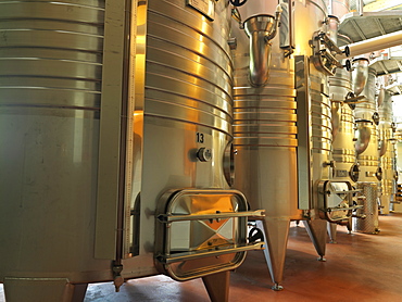 Wine fermentation tanks at Fielding Estate Winery, Beamsville, Ontario, Canada, North America