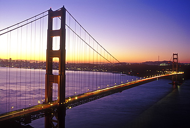 Golden Gate Bridge at sunset, San Francisco, California, United States of America, North America