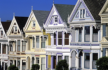 Row of Victorian houses, San Francisco, California, United States of America, North America