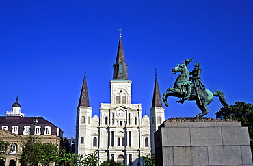 St. Louis Cathedral, Jackson Square and Cabildo, New Orleans, Louisiana, United States of America, North America