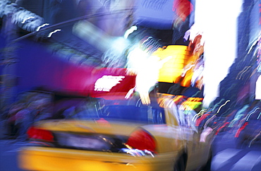 Taxi cab blurred, New York City, New York, United States of America, North America