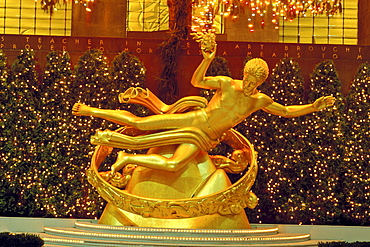 Statue of Prometheus, Rockefeller Center, New York City, New York, United States of America, North America