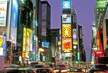 Times Square at night, New York City, New York, United States of America, North America