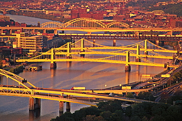 Bridges spanning the Allegheny River, Pittsburgh, Pennsylvania, United States of America, North America