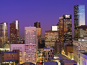 Skyline at at dawn, Houston, Texas, United States of America, North America