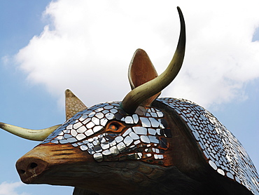 Sculpture of armadillo outside the famous Houston restaurant Armadillo's, Houston, Texas, United States of America, North America