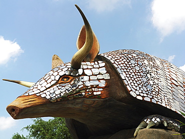 Sculpture of armadillo outside the famous Houston restaurant Armadillo's, Houston, Texas, United States of America, North America