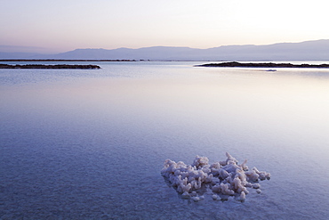 Salt formations on the surface of the water, Dead Sea, Israel, Middle East