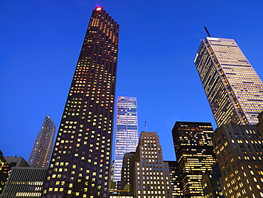 Financial district at dusk, Toronto, Ontario, Canada, North America