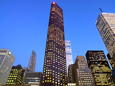 Financial district at dusk, Toronto, Ontario, Canada, North America