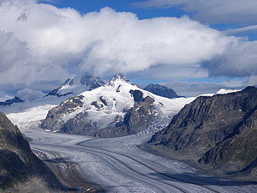 The Aletsch glacier, Aletsch, Goms Region, Switzerland, Europe